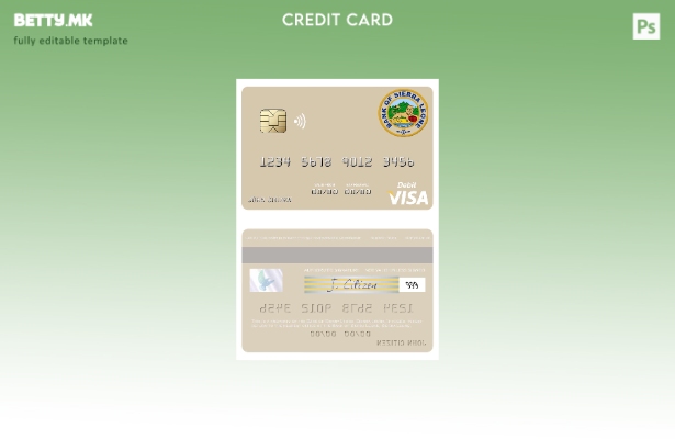 Модерен стил Шаблон за виза за дебитна картичка на Банката на Сиера Леоне во Сие